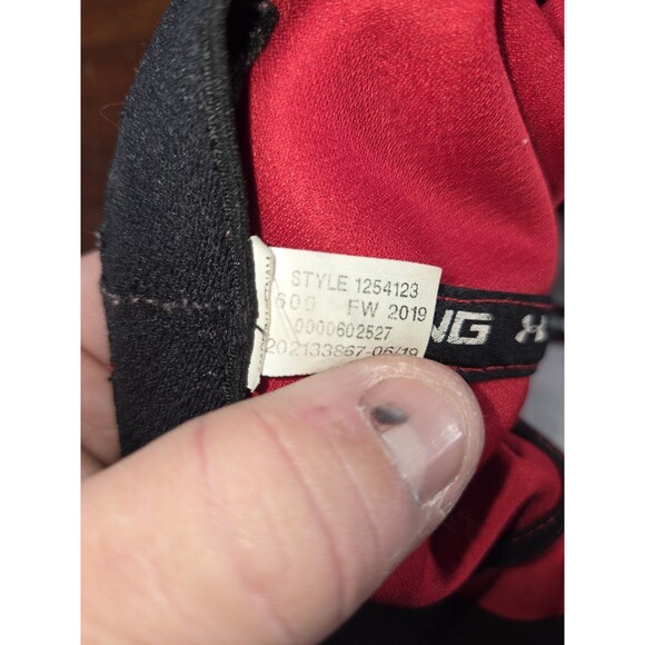 Under Armour Hat Men's L/XL Red Blitzing Cap Structured Stretch Fit Golf Logo - Picture 7 of 8